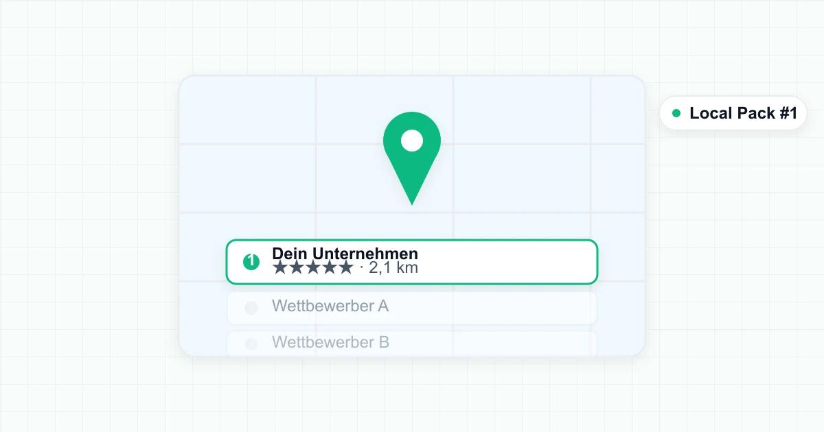 Kartenausschnitt mit Standort-Pin und lokalem Suchergebnis-Pack